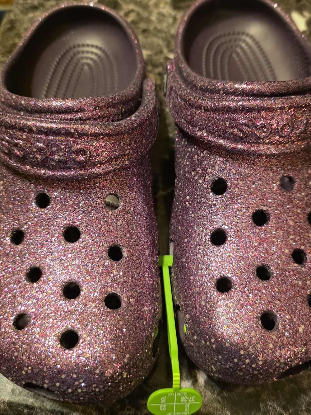 CROCS Kids Glitter Clogs in Sparkling Purple